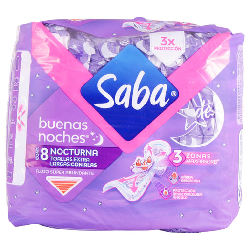 Toallas Saba Buenas Noches Nocturna Con Alas Con 8 - WeCare Pharma