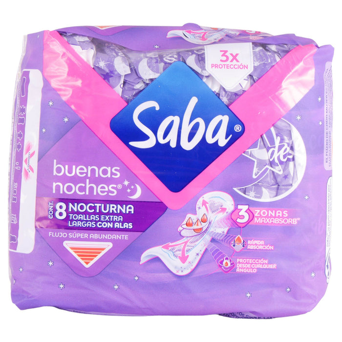 Toallas Saba Buenas Noches Nocturna Con Alas Con 8 - WeCare Pharma