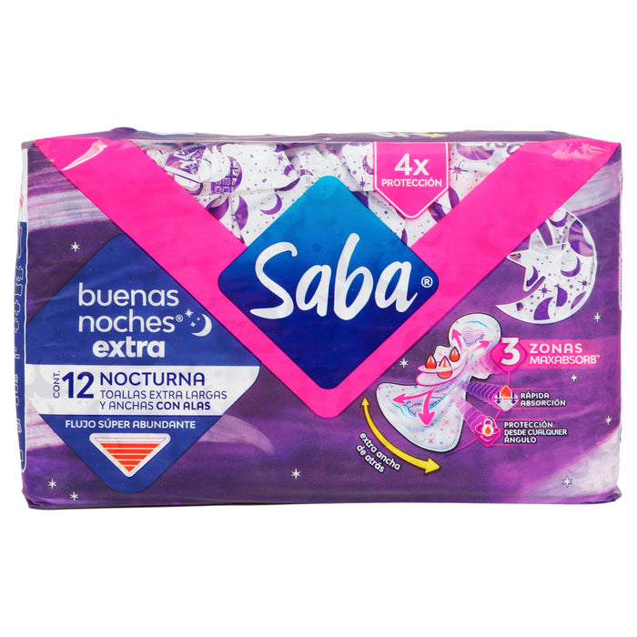 Toallas Saba Buenas Noches Extra Larga Con 12 - WeCare Pharma