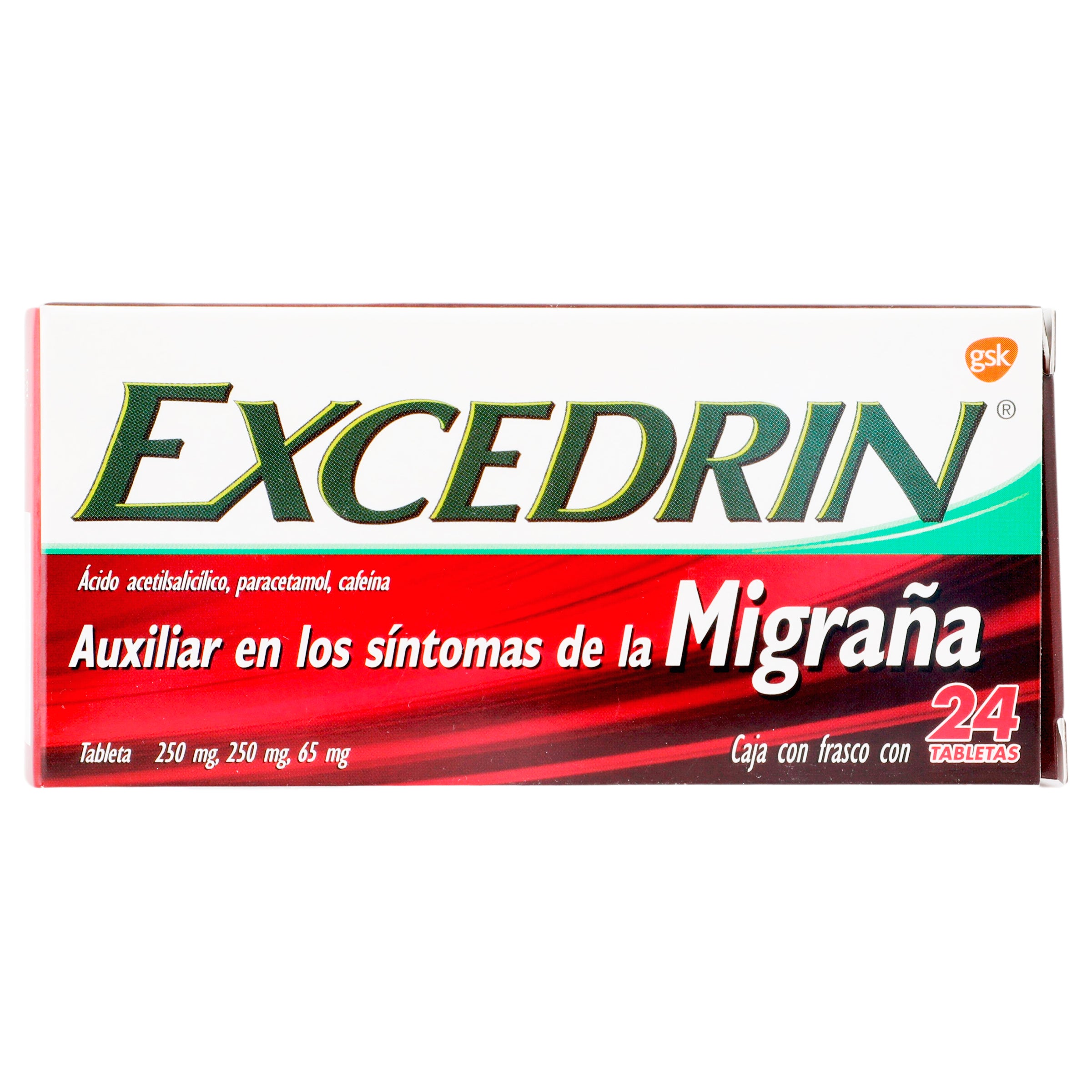 Excedrin Migraña 250Mg/250Mg/65Mg Con 24 Tabletas (ícido Acetilsalicilico/Paracetamol/Cafeina) 1 - 7501124815226