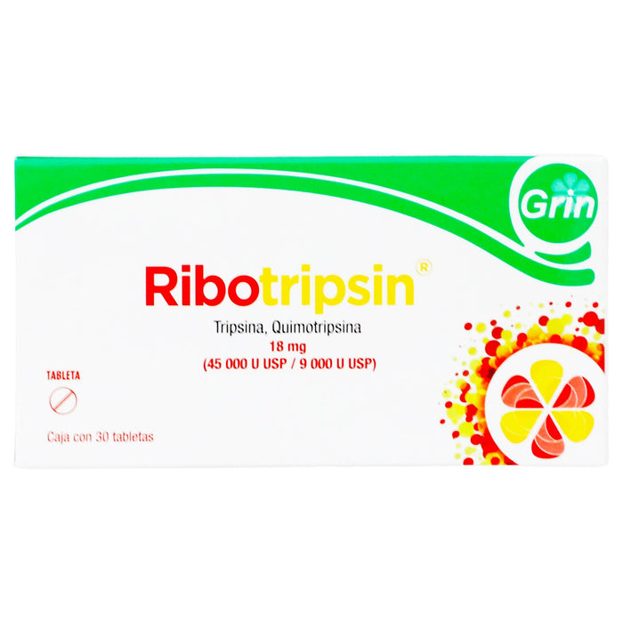 Ribotripsin 18Mg Con 30 Tabletas (Tripsina/Quimotripsina) - WeCare Pharma