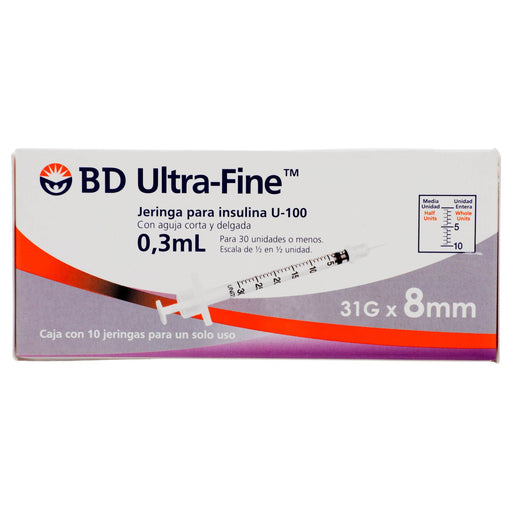 Jeringa Insulina Ultrafine Bd 0.3Ml 31Gx8Mm Con 10 - WeCare Pharma