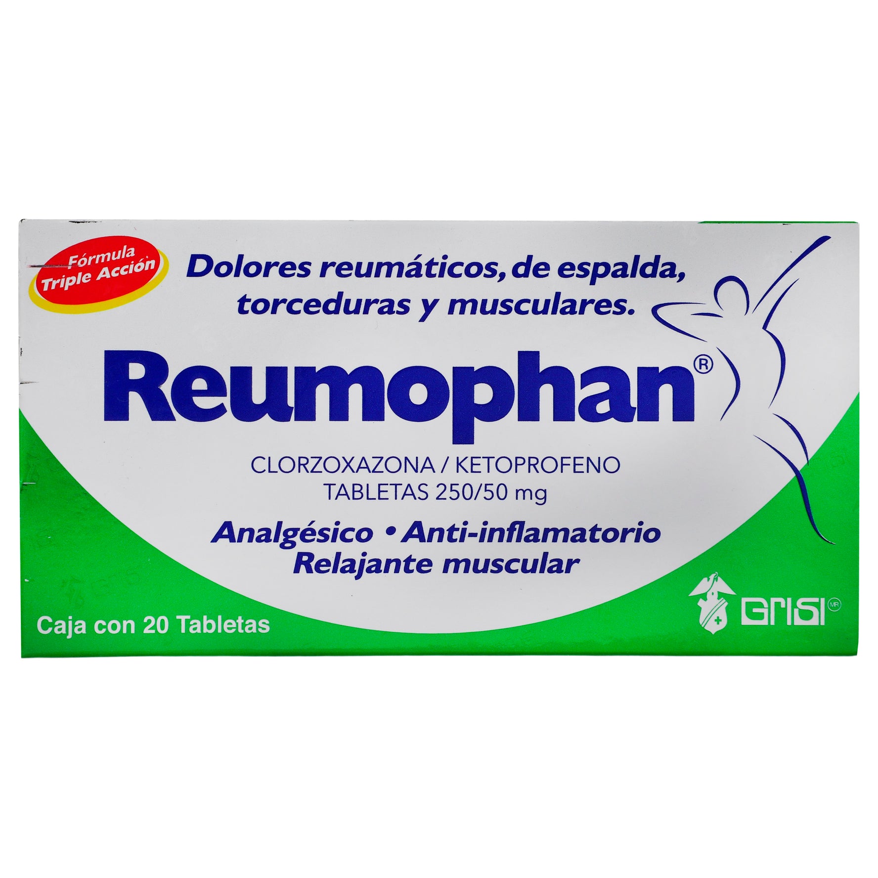 Reumophan 250Mg/50Mg Con 20 Tabletas (Clorzoxazona/Ketoprofeno) 1 - 7501022101155