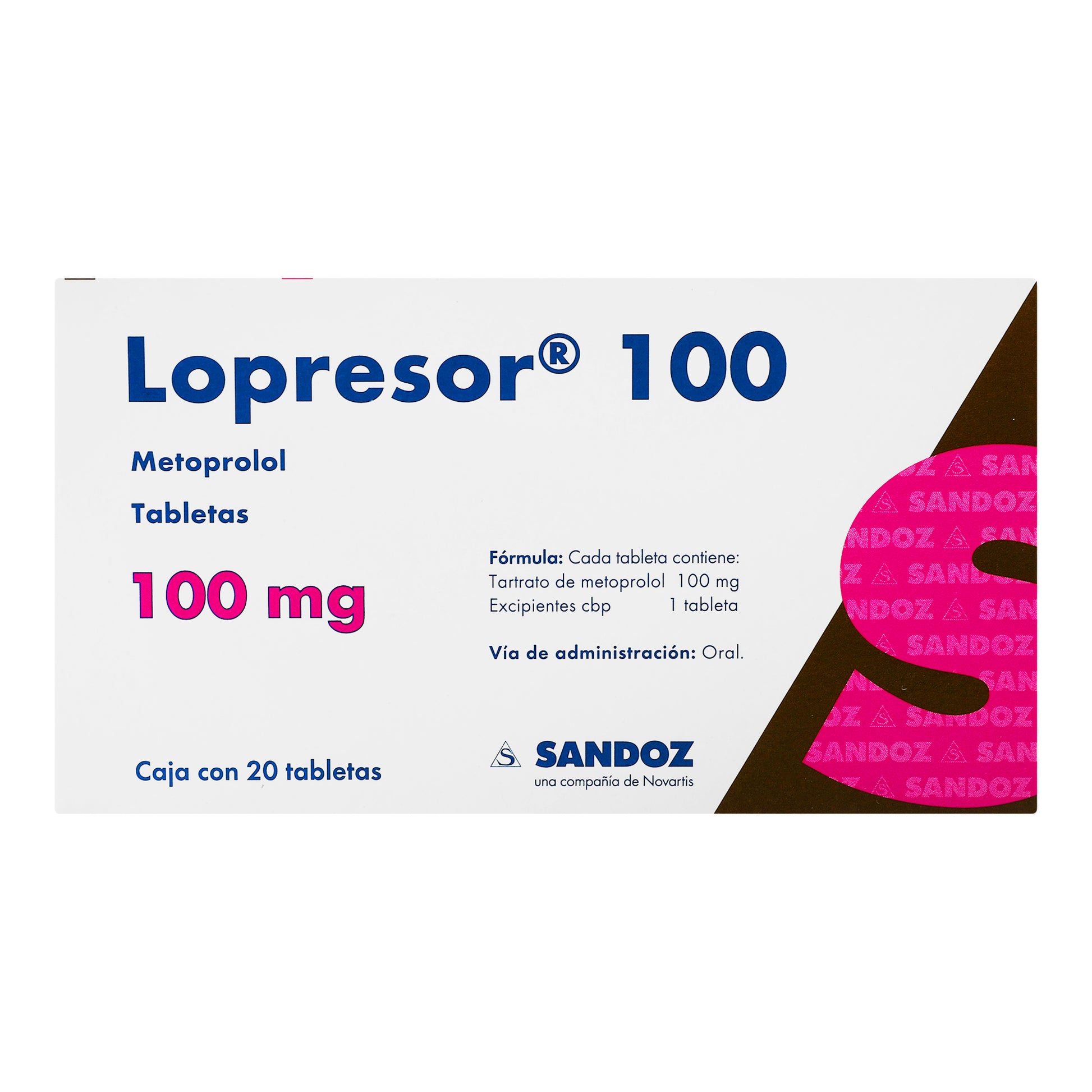 Lopresor 100 100Mg Con 20 Tabletas (Metoprolol) 1 - 7502216930476