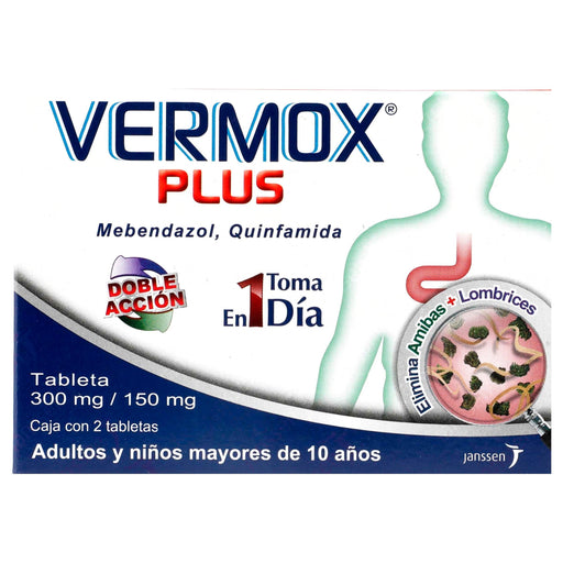 Vermox Plus (Mebendazol/Quinfamida)Tab 300Mg/150Mg C2 - WeCare Pharma