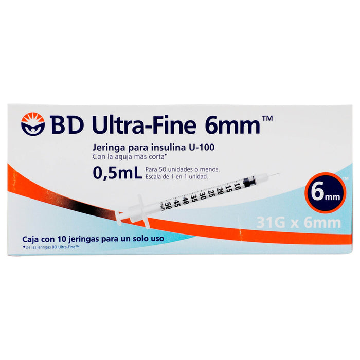 Jeringa Insulina Ultrafine Bd 0.5Ml 31Gx6Mm Con 10 - WeCare Pharma