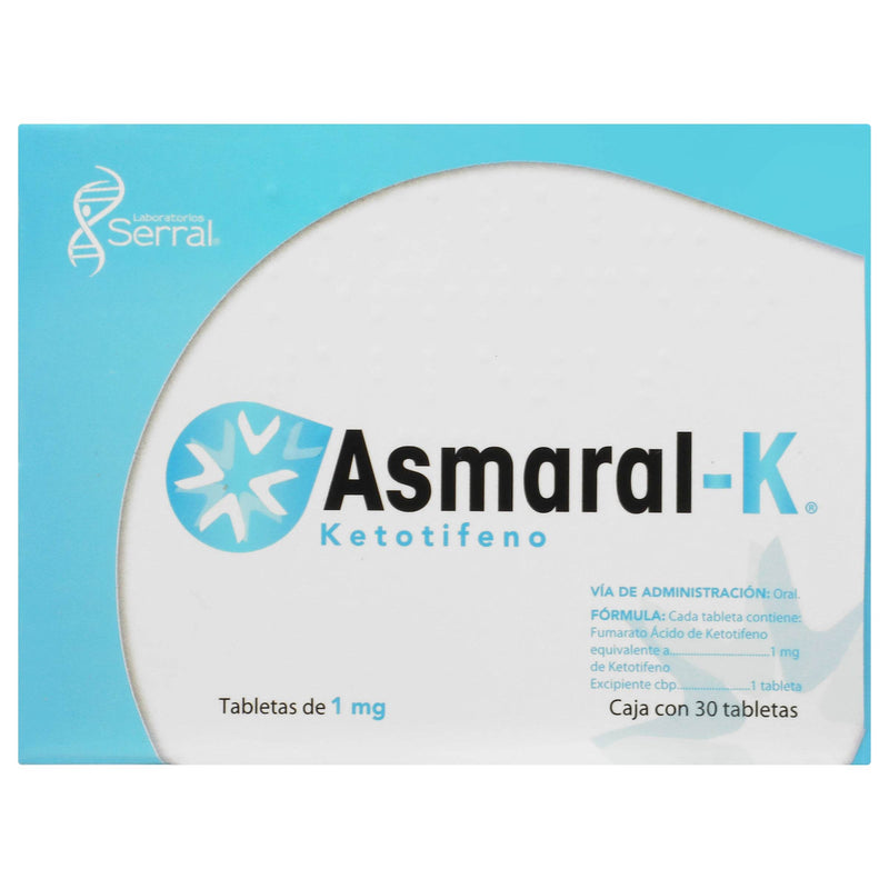 Asmaral-K 1Mg Con 30 Tabletas (Ketotifeno) - WeCare Pharma