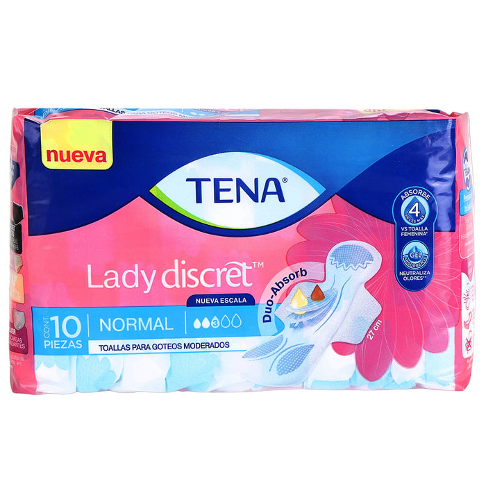 Toallas Para Incontinencia Tena Lady Discret Normal Con 10 - WeCare Pharma