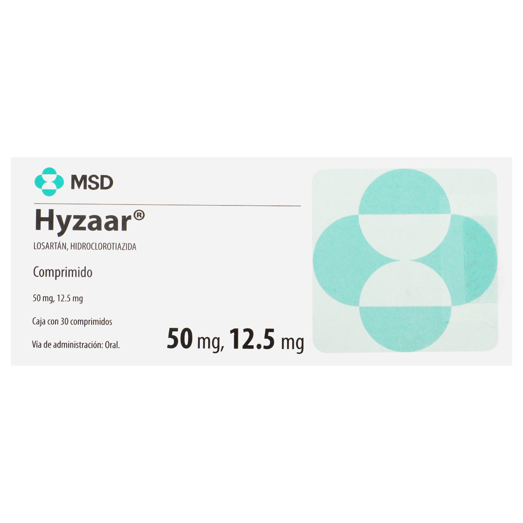 Hyzaar 50Mg/12.5 Con 30 Comprimidos (Losartan/Hidroclorotiazida) 1 - 7501326000772