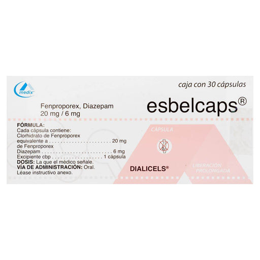Esbelcaps (Fenproporex/Diazepam) Capsulas 20Mg/6Mg Con 30 - WeCare Pharma