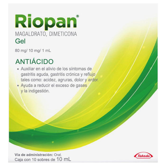 Riopan Gel 80Mg/10Mg/1Ml Sobres 10Ml Con 10 (Magaldrato/Dimeticona) 1 - 7501092793052