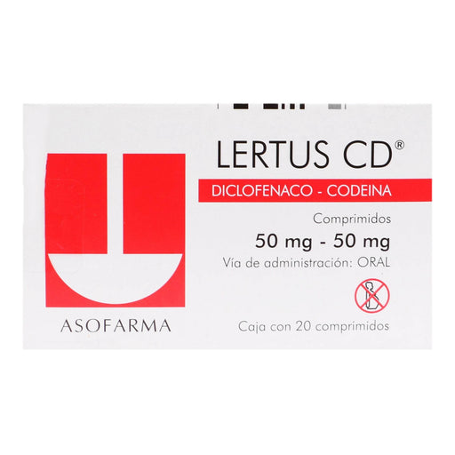 Lertus Cd (Diclofenaco/Codeina) Tabletas 50Mg/50Mg Con 20 - WeCare Pharma