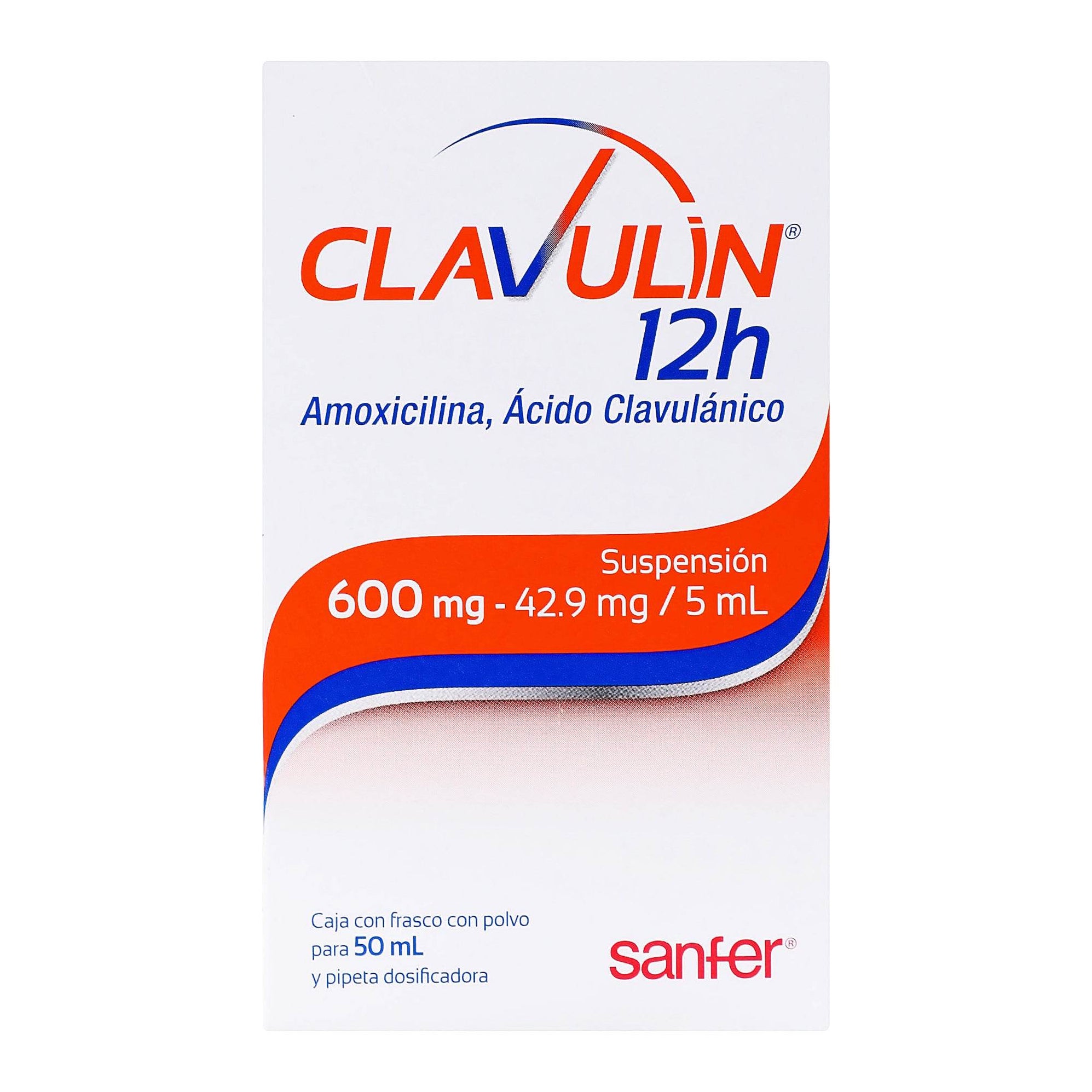 Clavulin 12H Suspensión 600/42.9Mg/5Ml 50Ml (Amoxicilina/Acido Clavula ...