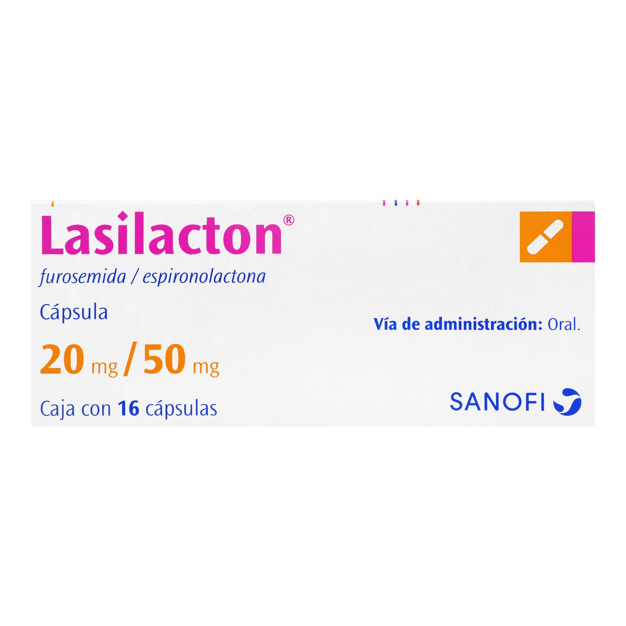 Lasilacton 20Mg/50Mg Con 16 Tabletas (Furosemida/Espironolactona) 1 - 7501165000179