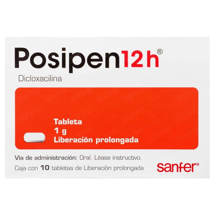 Posipen 12H 1G Con 10 Tabletas (Dicloxacilina) - WeCare Pharma