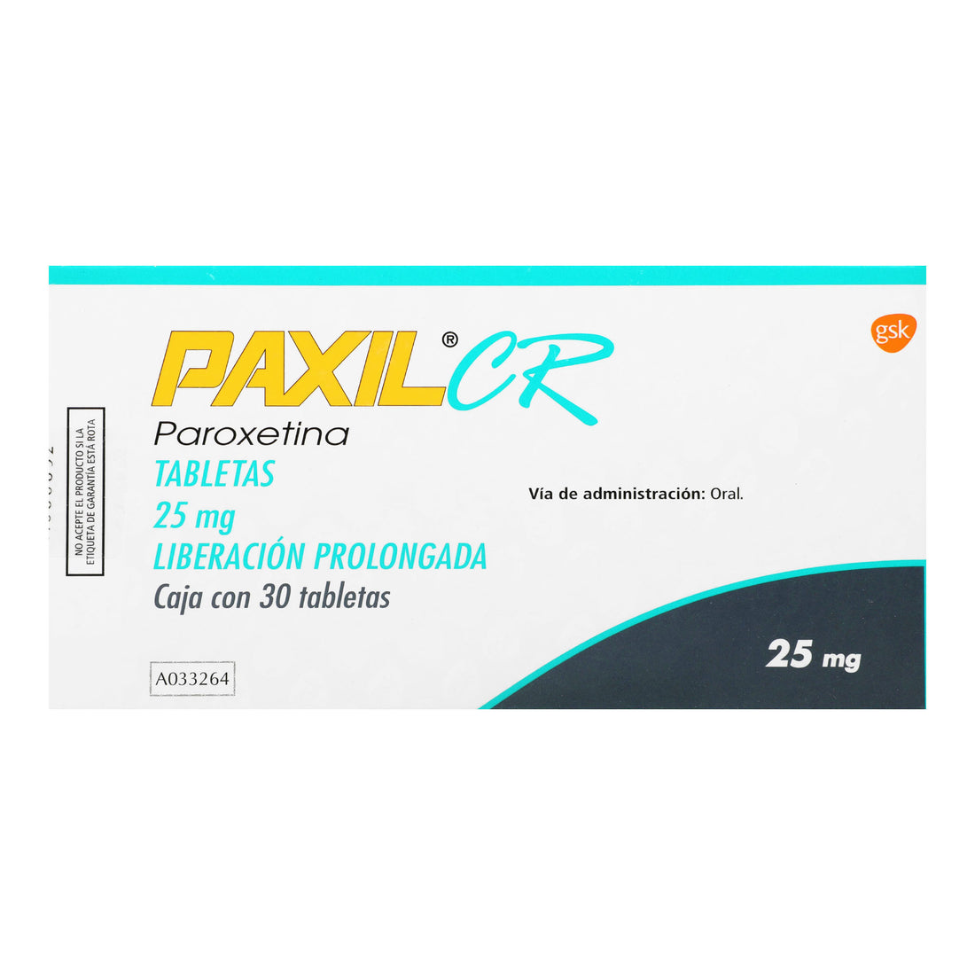 Paxil Cr 25Mg Con 30 Tabletas (Paroxetina) 1 - 8044000014089