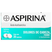 Aspirina 500Mg Con 20 Tabletas (Acido Acetilsalicilico) - WeCare Pharma