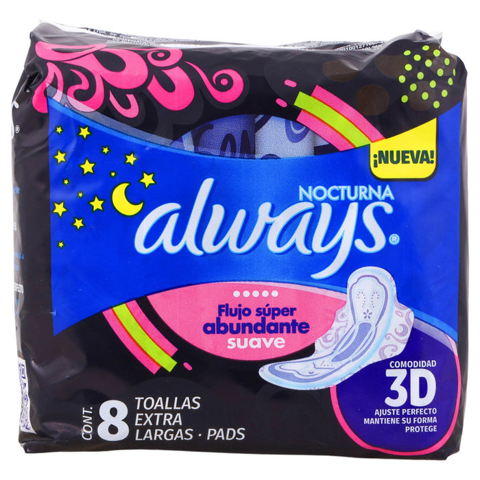 Toallas Always Noches Tranquilas Suave Con 8 - WeCare Pharma