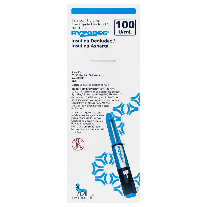 Ryzodeg (Insulina Degludec/Aspartica) Pluma 70Ui/30Ui 3 Ml Con 1 - WeCare Pharma