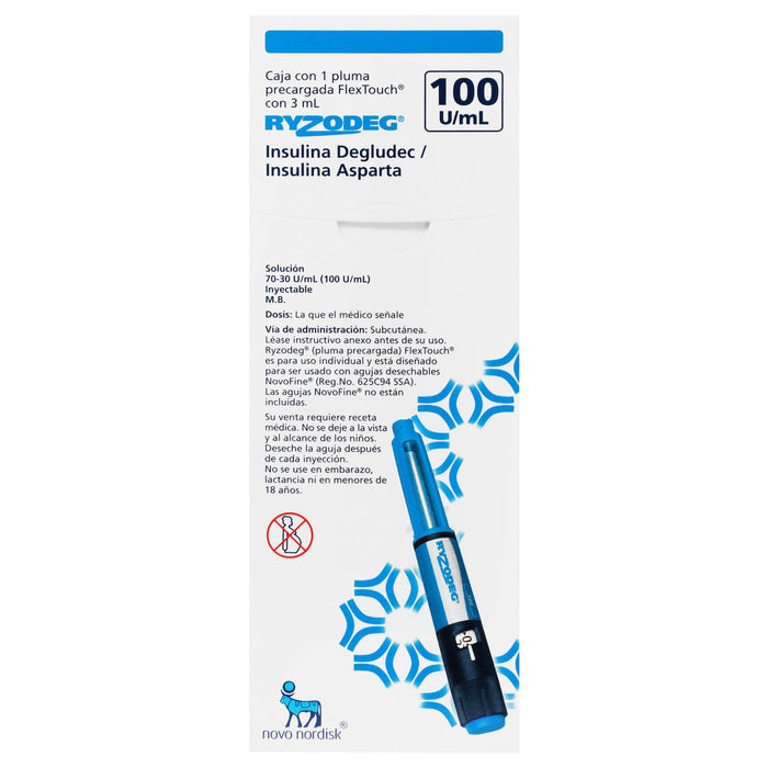 Ryzodeg (Insulina Degludec/Aspartica) Pluma 70Ui/30Ui 3 Ml Con 1 - WeCare Pharma