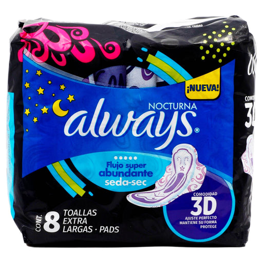 Toallas Always Noches Tranquilas Seda-Sec Con 8 - WeCare Pharma