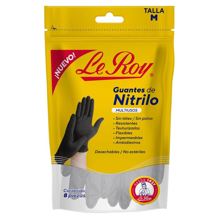 Guante De Nitrilo No Estéril Le Roy Negro Con 8 - WeCare Pharma