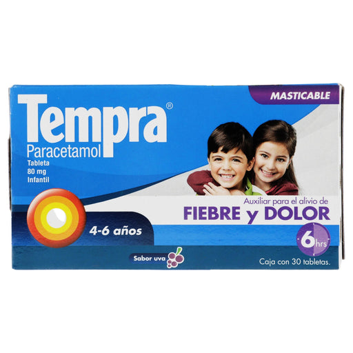Tempra Mast Uva 80Mg Con 30 Tabletas (Paracetamol) - WeCare Pharma