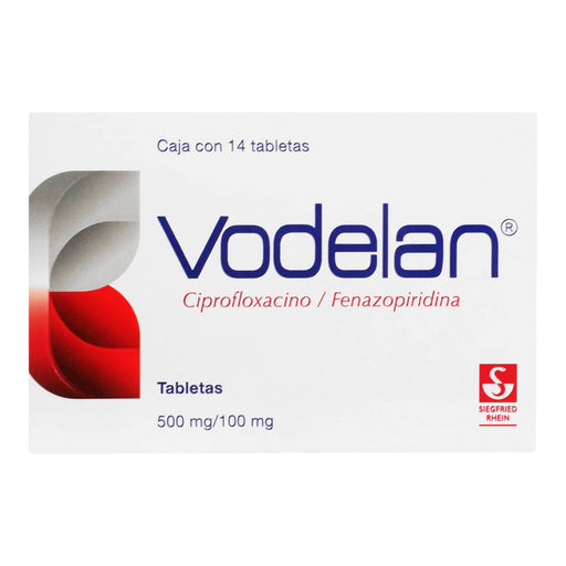 Vodelan 500Mg/100Mg Con 14 Tabletas (Ciprofloxacino/Fenazopiridina) - WeCare Pharma