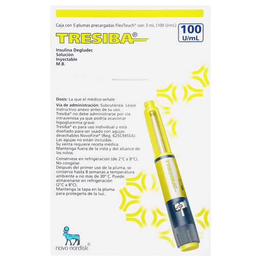 Tresiba Pluma 100Unid/Ml 3Ml Con 5 (Insulina Degludec) - WeCare Pharma