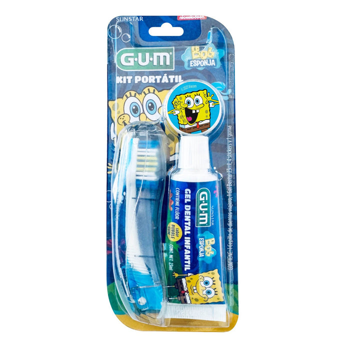 Kit Infantil Para Viaje Gum Bob Esponja Cepillo Dental + Gel Dental - WeCare Pharma