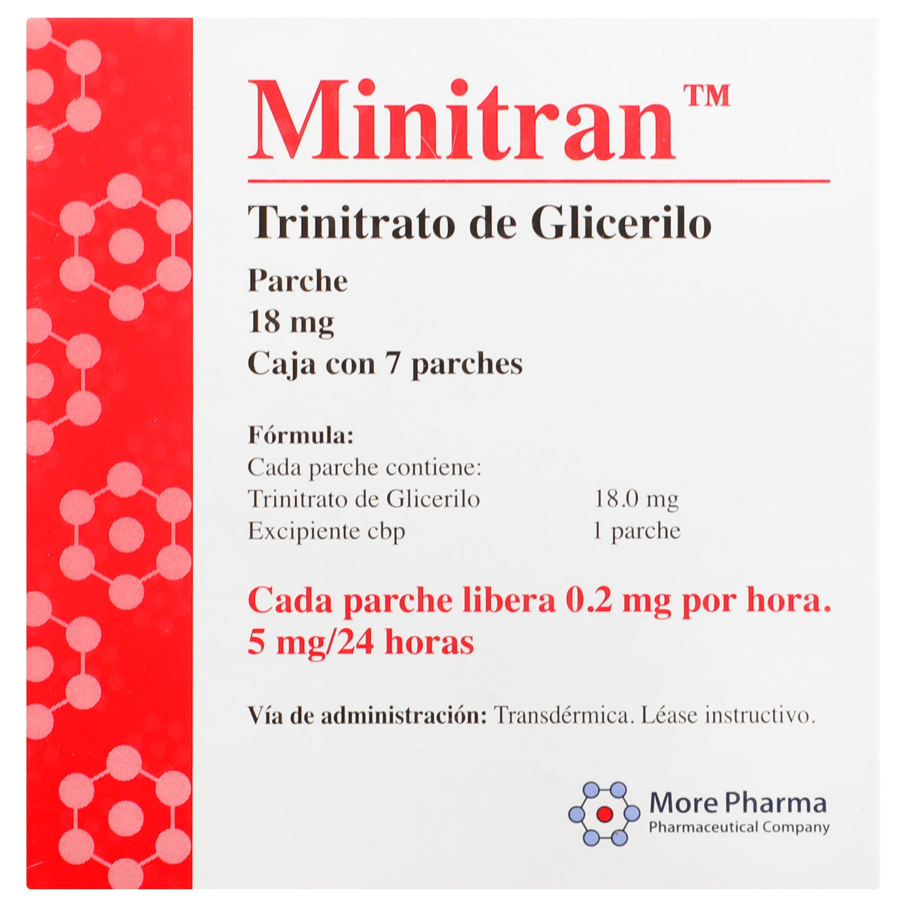 Minitran Parche 18Mg Con 7 (Trinitrato De Glicerilo) 1 - 891671002239