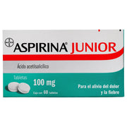 Aspirina Jr 100Mg Con 60 Tabletas (Acido Acetilsalicilico) - WeCare Pharma