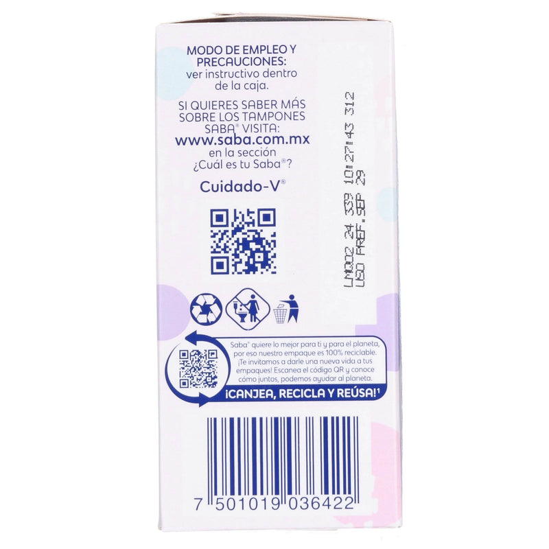Tampones Saba Súper Plus V-Compacto Con 10 - WeCare Pharma
