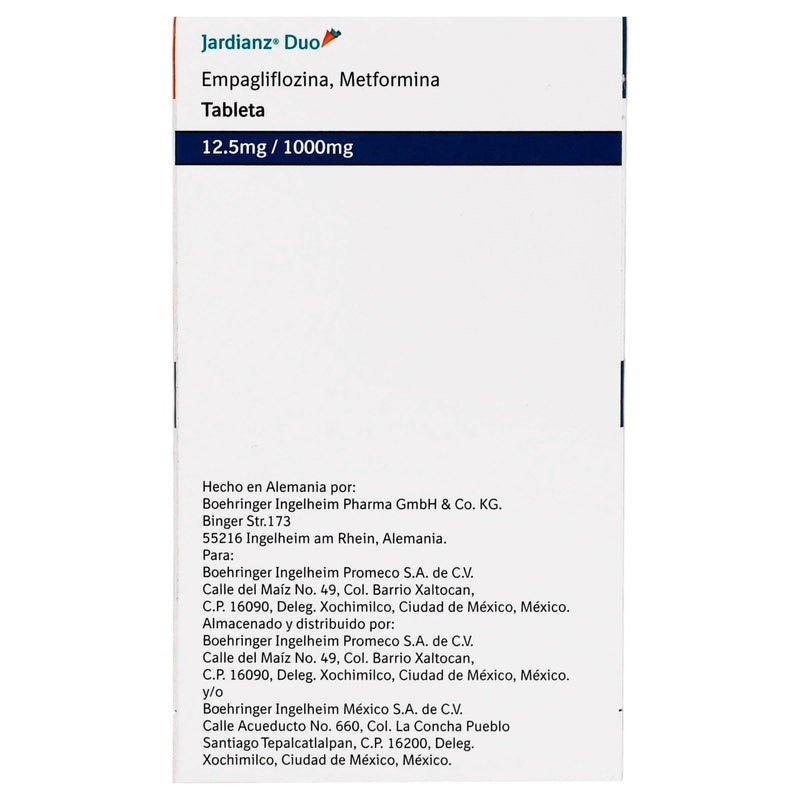 Jardianz Duo 12.5Mg/1000Mg Con 60 Tabletas (Empagliflofina/Metformina) - WeCare Pharma