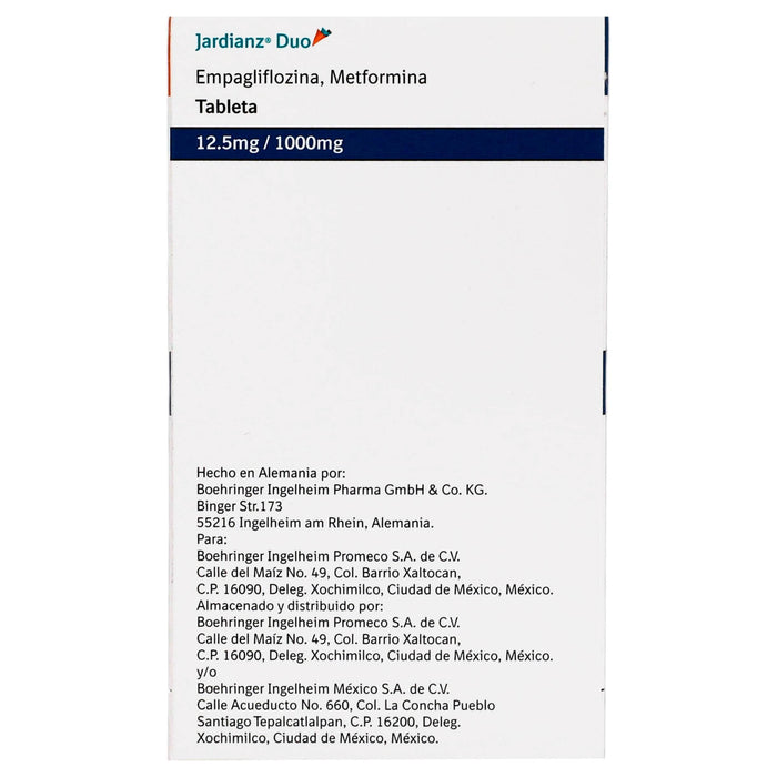 Jardianz Duo 12.5Mg/1000Mg Con 60 Tabletas (Empagliflofina/Metformina) - WeCare Pharma