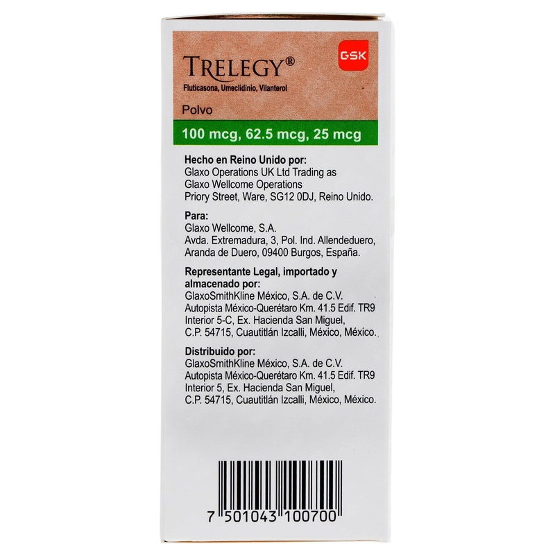 Trelegy Polvo 100Mcg/62.5Mcg/25Mcg 30D (Fluticasona/Umeclidino/Vilanterol) - WeCare Pharma
