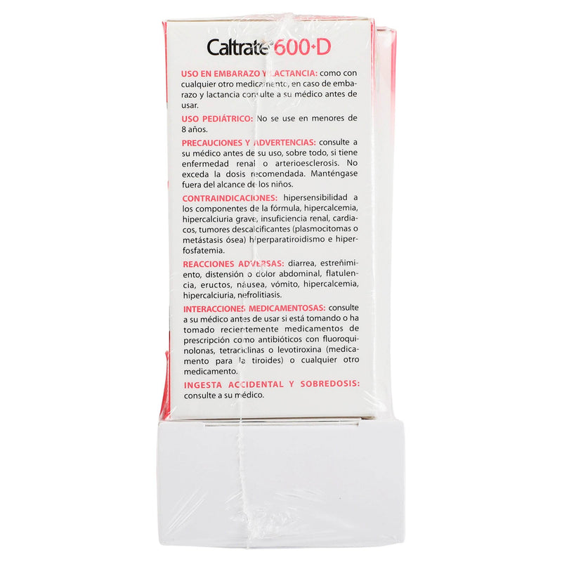 Caltrate 600+D 600Mg/400Unid Con 90 Duopack Tabletas (Carbonato De Calcio/Colecalciferol) - WeCare Pharma