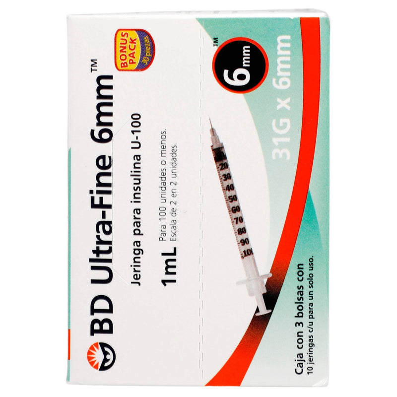 Jeringa Insulina Ultrafine Bd 1Ml 31Gx6Mm Con 30 - WeCare Pharma