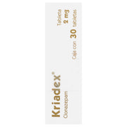 Kriadex (Clonazepam) Tabletas 2Mg Con 30 - WeCare Pharma