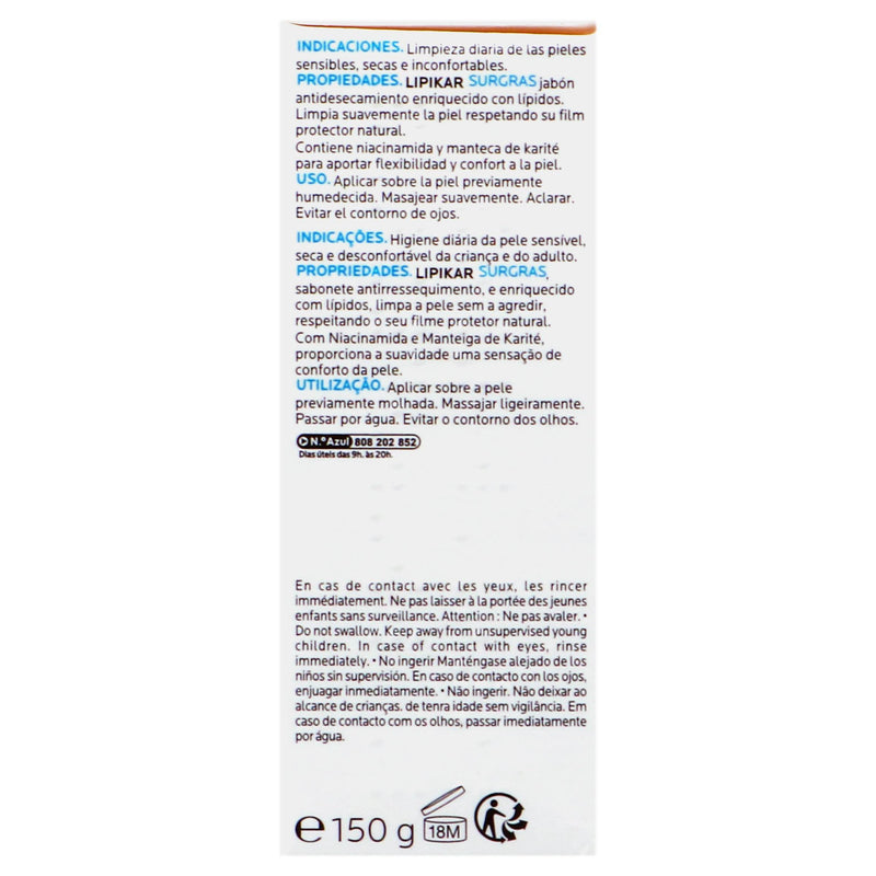 La Roche-P Lipikar Surgras Antidesecamiento Barra 150G - WeCare Pharma