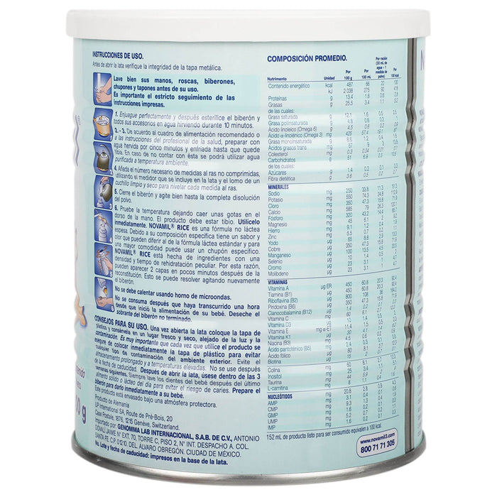 Novamil Rice Lata 400G (Form Lactea) - WeCare Pharma