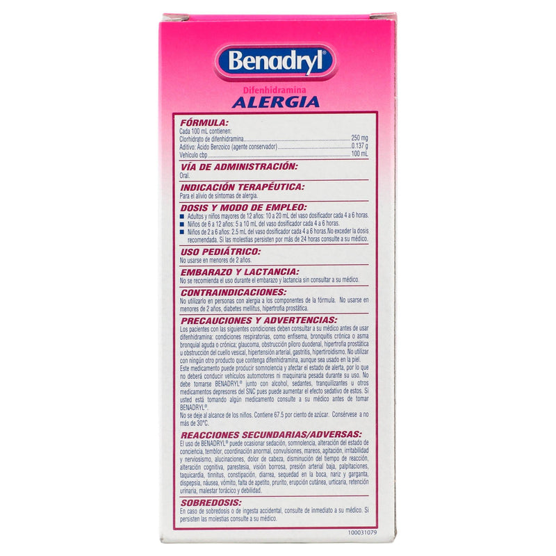 Benadryl Jarabe 250Mg/100Ml 120Ml (Difenhidramina) - WeCare Pharma