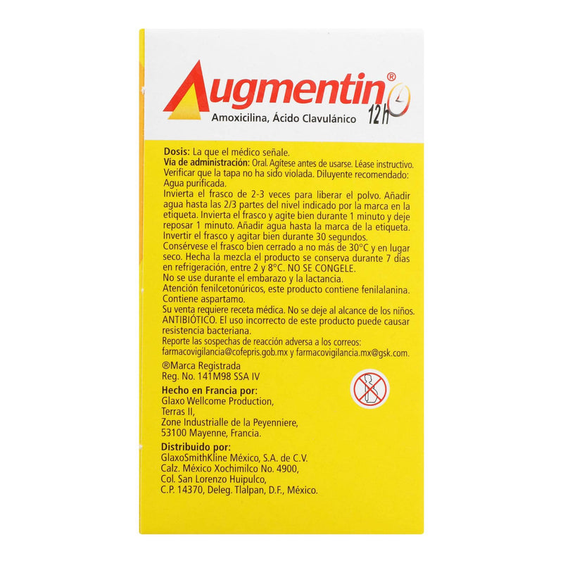 Augmentin 12H Jr Suspensión 400Mg/57Mg/5Ml 60Ml (Amoxicilina/Clavulanato) - WeCare Pharma