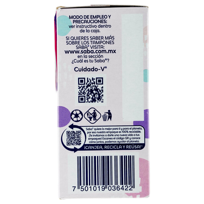 Tampones Saba Súper Plus V-Compacto Con 10 - WeCare Pharma