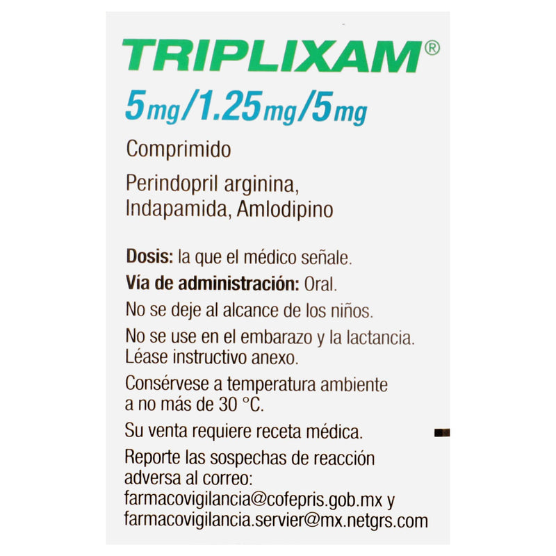 Triplixam 5Mg/1.25Mg/5Mg Con 30 Comprimidos (Periondipril/Arginina/Indapamida/Amlodipino) - WeCare Pharma