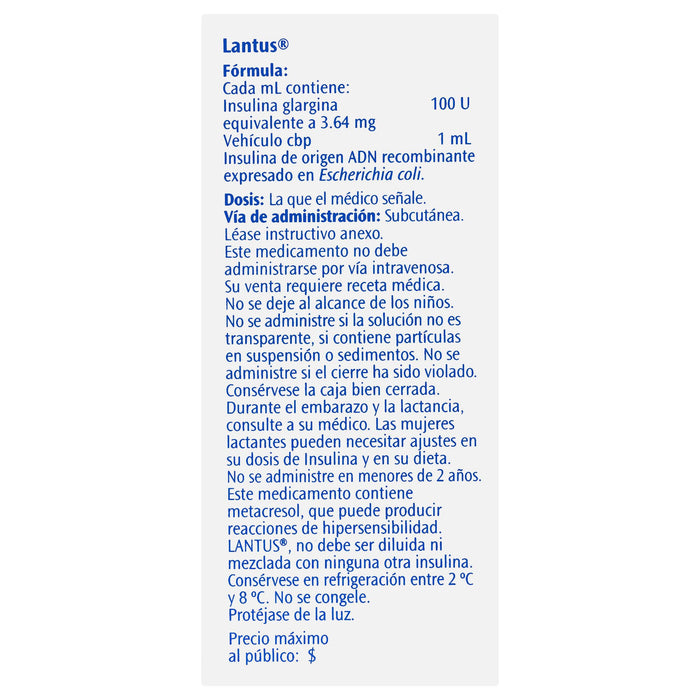 Lantus Frasco 100Unid/Ml 10Ml Con 1 Ampulas (Insulina Glargina) - WeCare Pharma