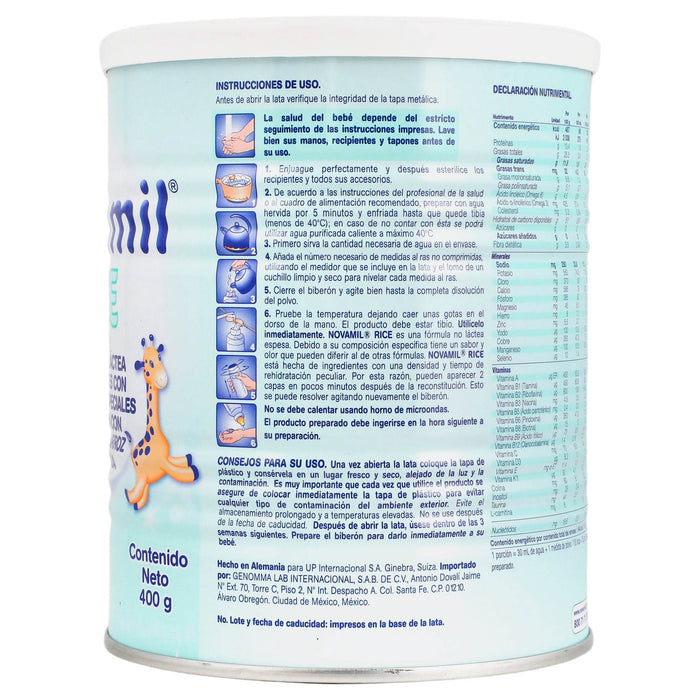 Novamil Rice Lata 400G (Form Lactea) - WeCare Pharma