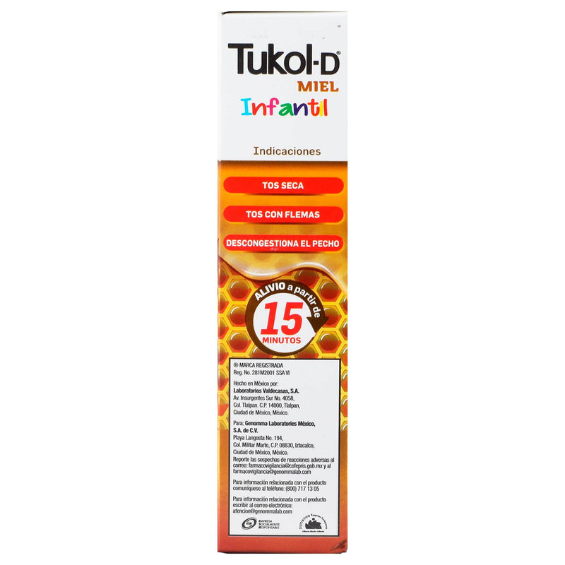Tukol-D Miel Infantil Jarabe 1G/0.1G 120Ml (Guaifrenesina/Dextrometorfano) - WeCare Pharma