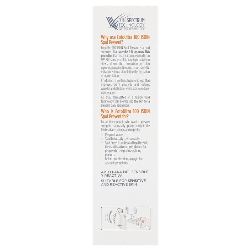 Isdin Foto Ultra100 Spot Prevent Fusion Fluid Fps50 50Ml - WeCare Pharma
