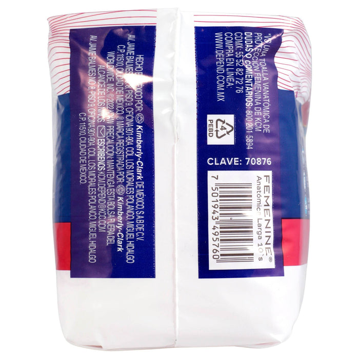 Toallas Depend Femenine Larga Con 10 - WeCare Pharma